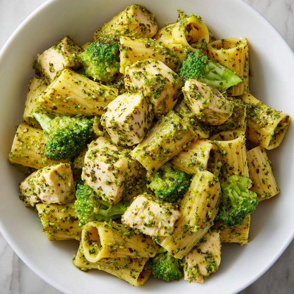 One Pan Creamy Pesto Chicken & Broccoli Pasta Recipe - Recipe Image