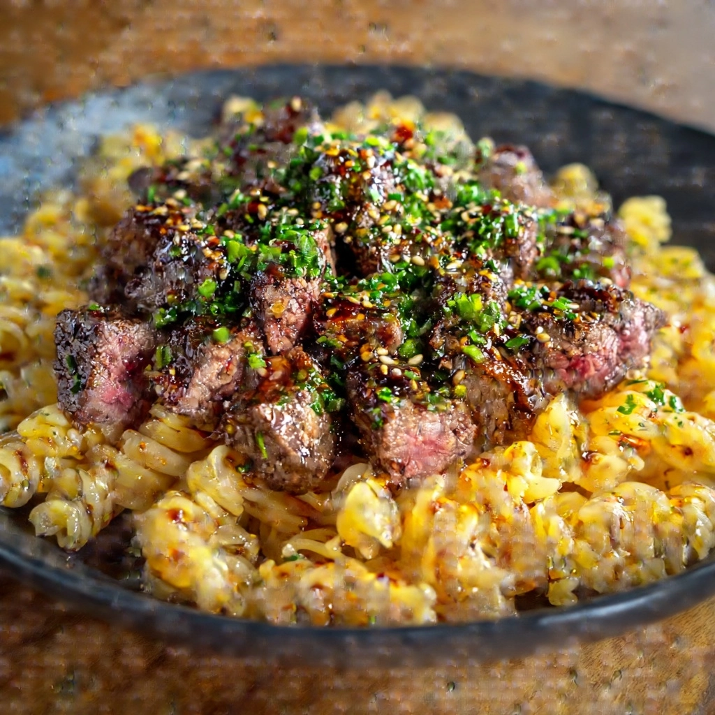 Sticky Honey Garlic Steak and Rotini Recipe - Recipe Image