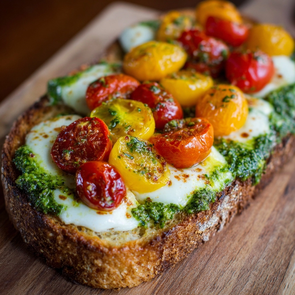 Open-Face Pesto (Cheddar and Tomato Baguette Sandwich) Recipe - Recipe Image