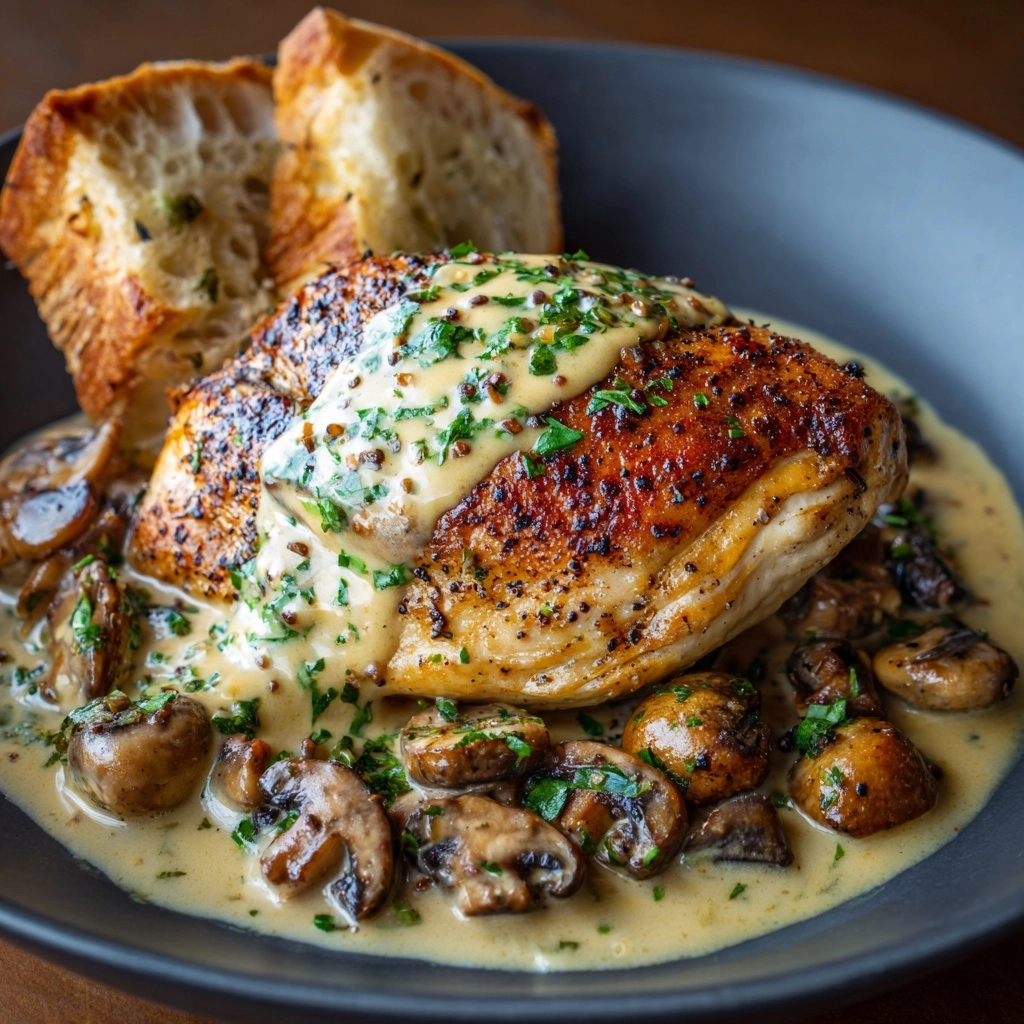 Creamy Brie Chicken & Mushrooms Recipe - Recipe Image