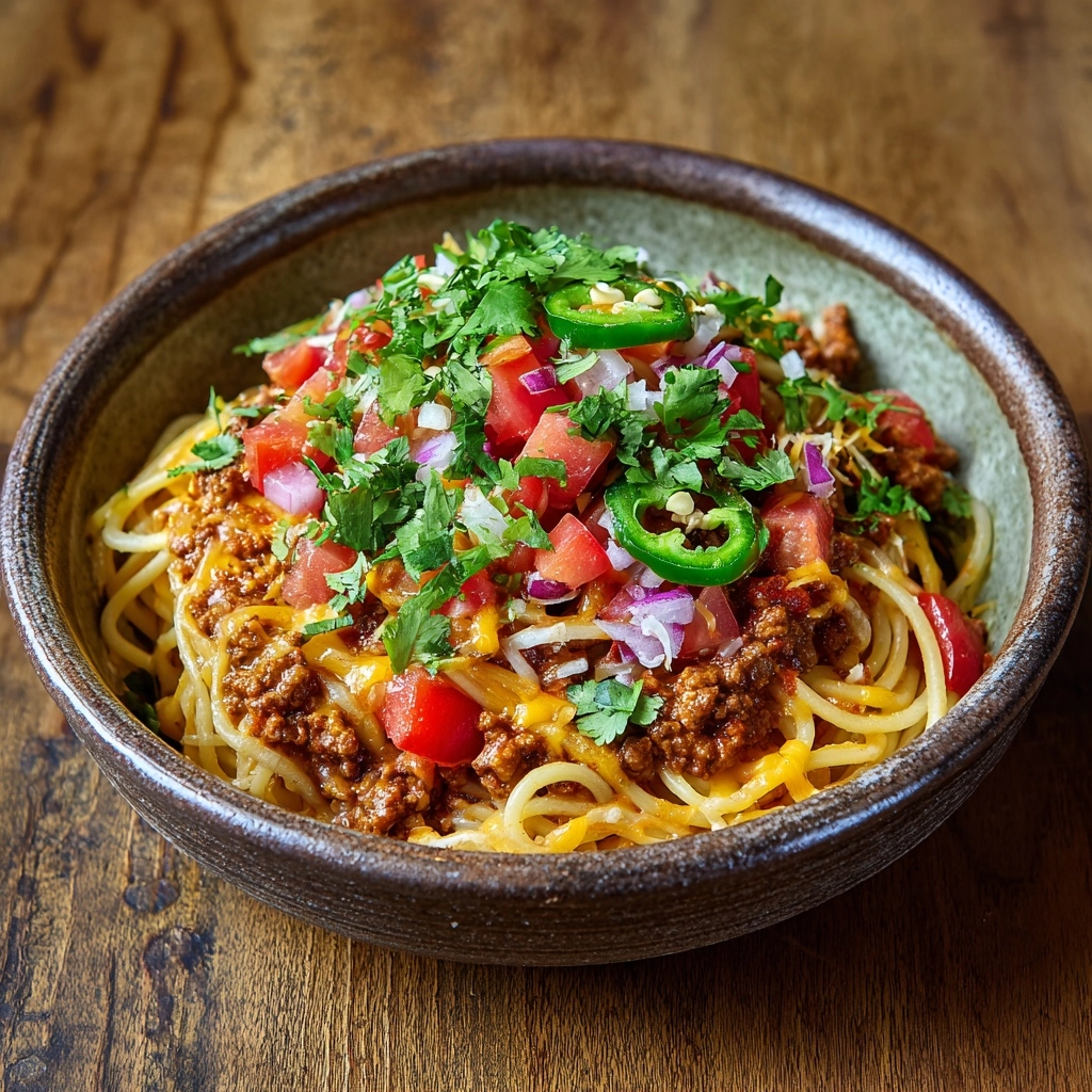 The Best Taco Spaghetti Recipe - Recipe Image