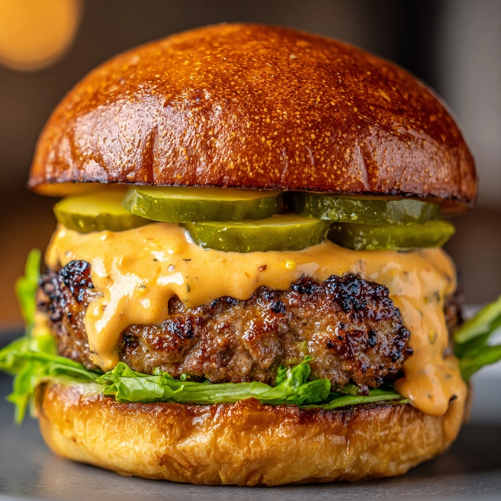Juicy Smashed Patty Burger with Secret Sauce Recipe - Recipe Image