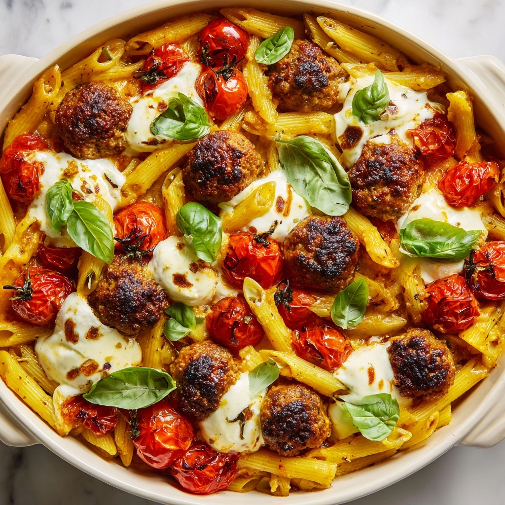 Caprese Turkey Meatball Pasta Skillet Recipe - Recipe Image