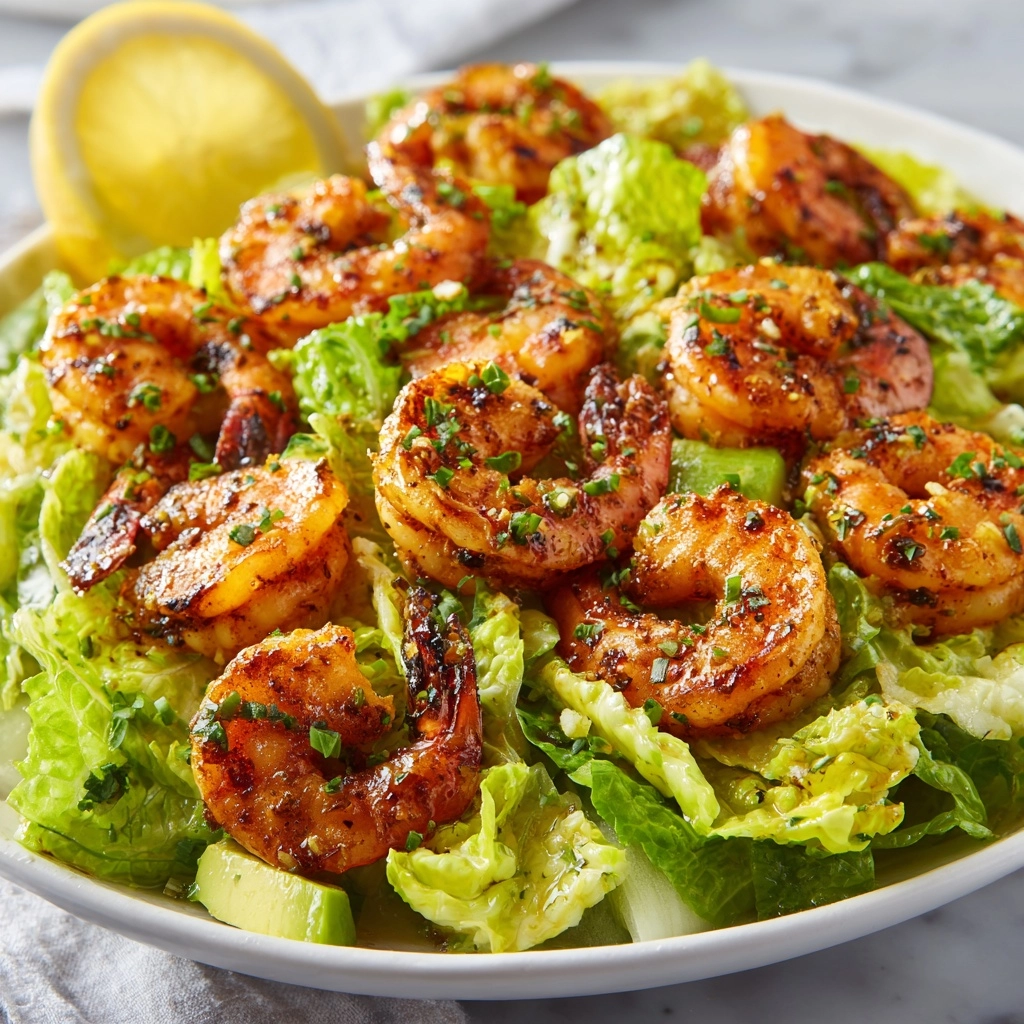 Hot Honey Blackened Shrimp Caesar Salad Recipe - Recipe Image