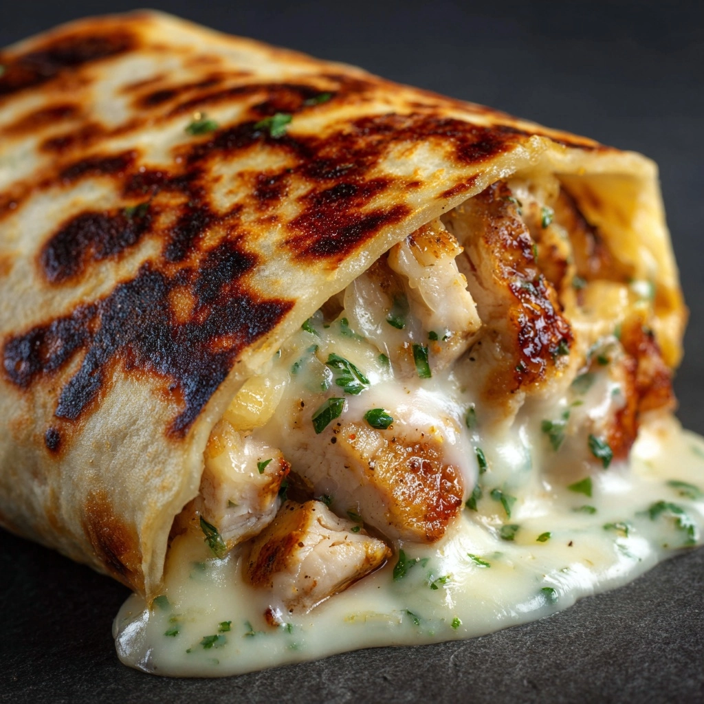 Cheesy Garlic Chicken Wraps Recipe - Recipe Image