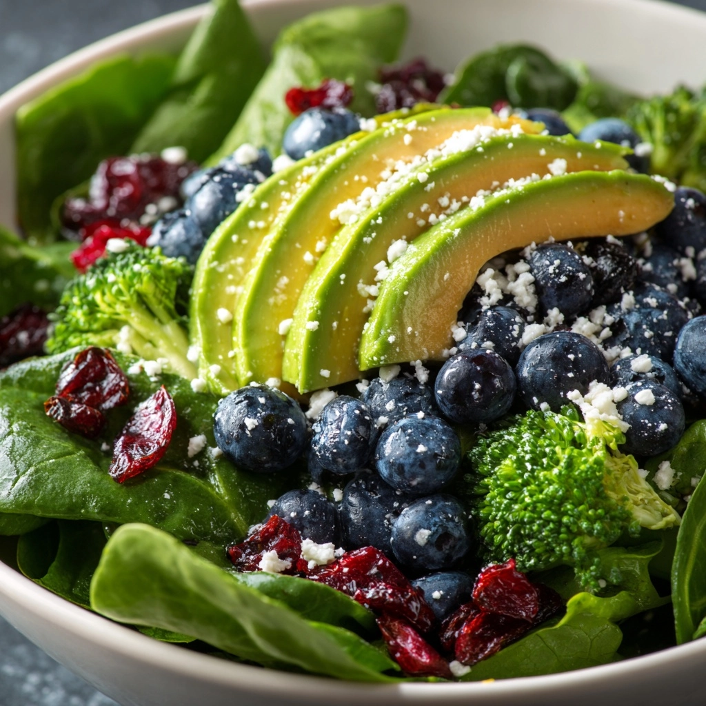 Blueberry Broccoli Spinach Salad Recipe - Recipe Image