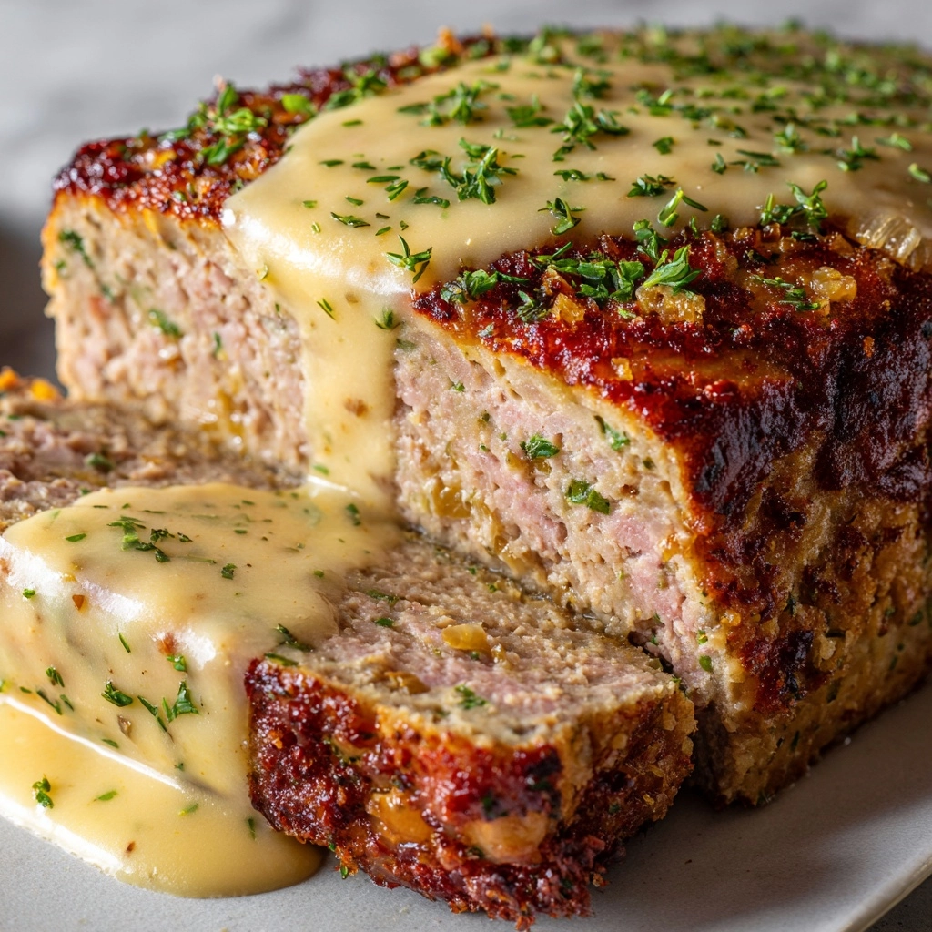 Chicken Cordon Bleu Meatloaf with Creamy Dijon Gravy Recipe - Recipe Image