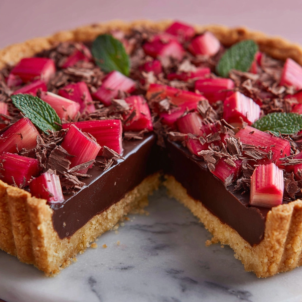 Roasted Rhubarb Chocolate Tart Recipe - Recipe Image