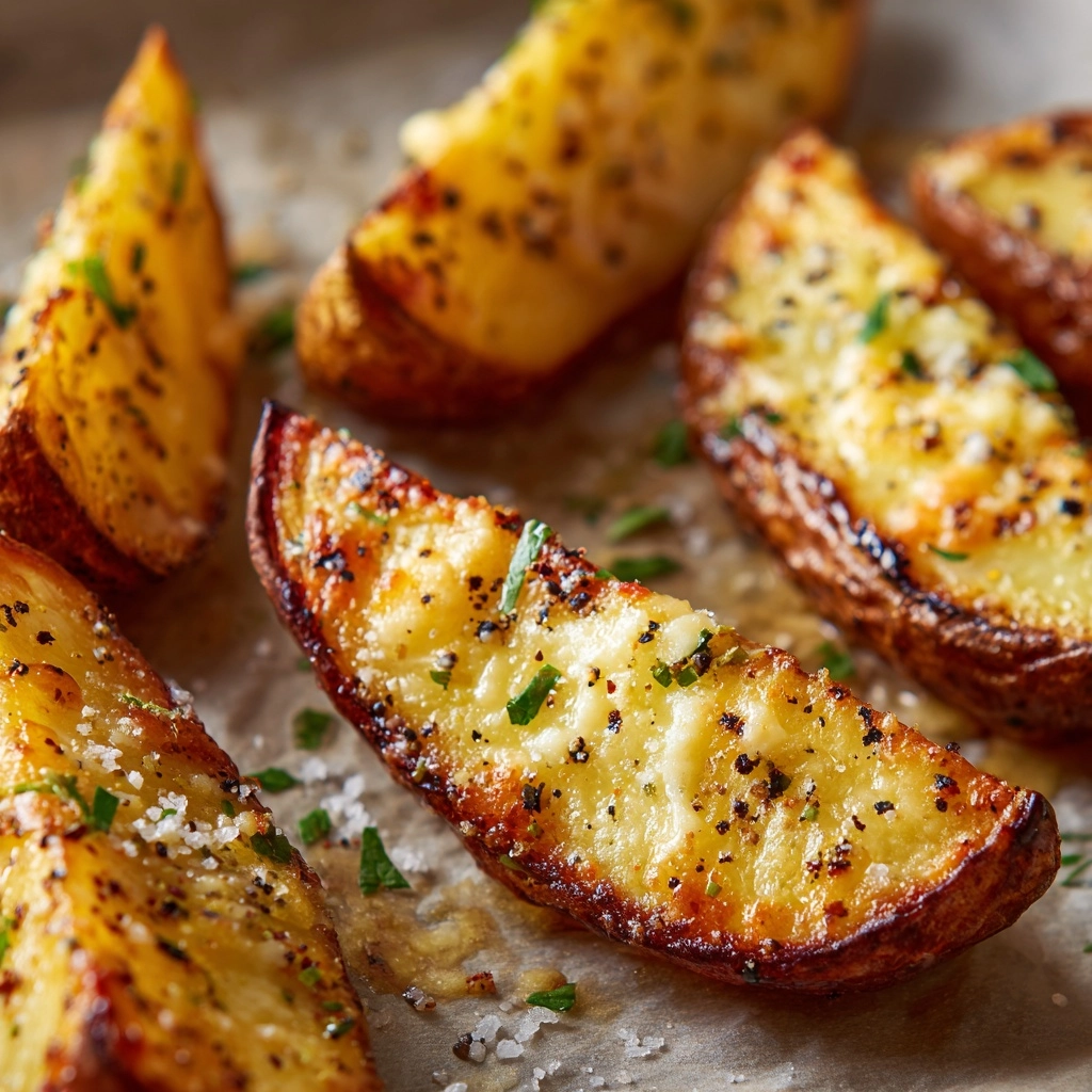 Baked Garlic Parmesan Potato Wedges Recipe - Recipe Image