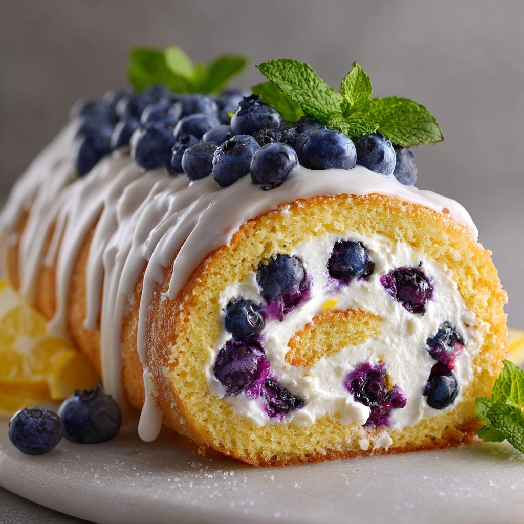 Lemon Blueberry Angel Food Cake Roll Recipe - Recipe Image