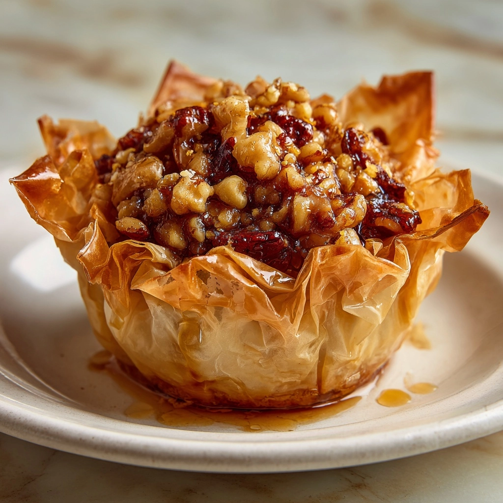 Pecan Caramel Baklava Cups Recipe - Recipe Image