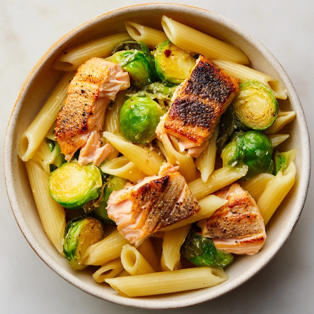 Salmon Pasta with Brussels Sprouts Recipe - Recipe Image