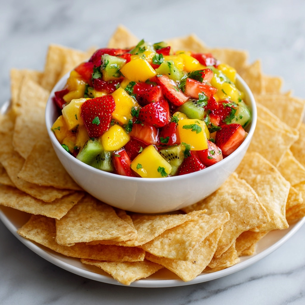 Strawberry Mango Salsa with Cinnamon-Sugar Tortilla Chips Recipe - Recipe Image