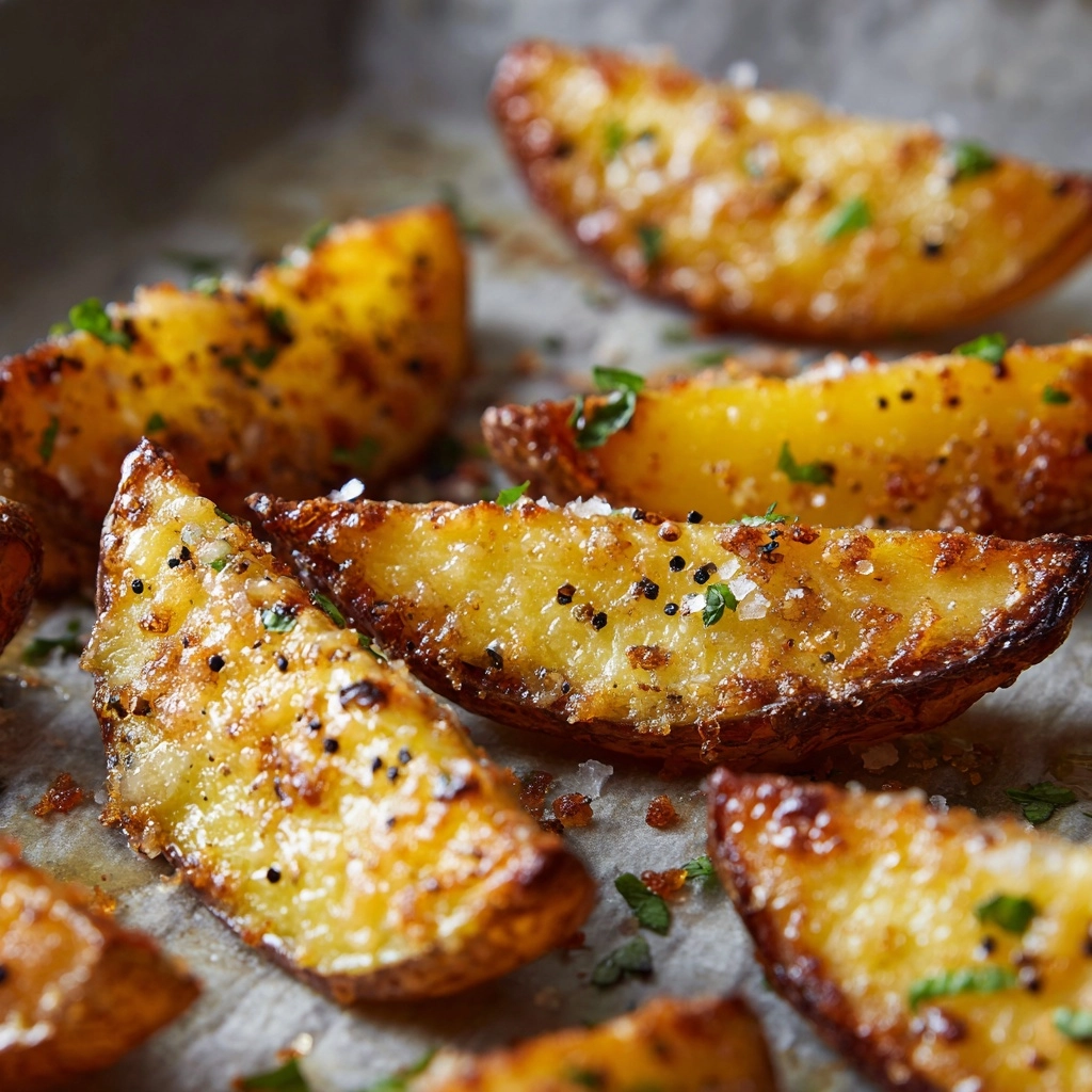 Baked Garlic Parmesan Potato Wedges Recipe - Recipe Image
