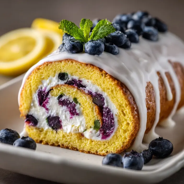 Lemon Blueberry Angel Food Cake Roll Recipe