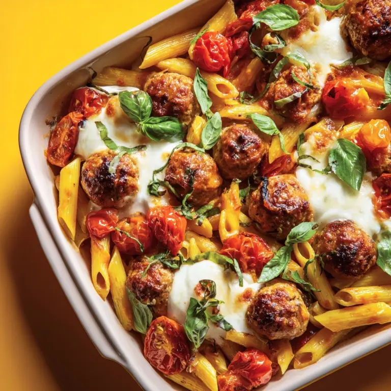 Caprese Turkey Meatball Pasta Skillet Recipe
