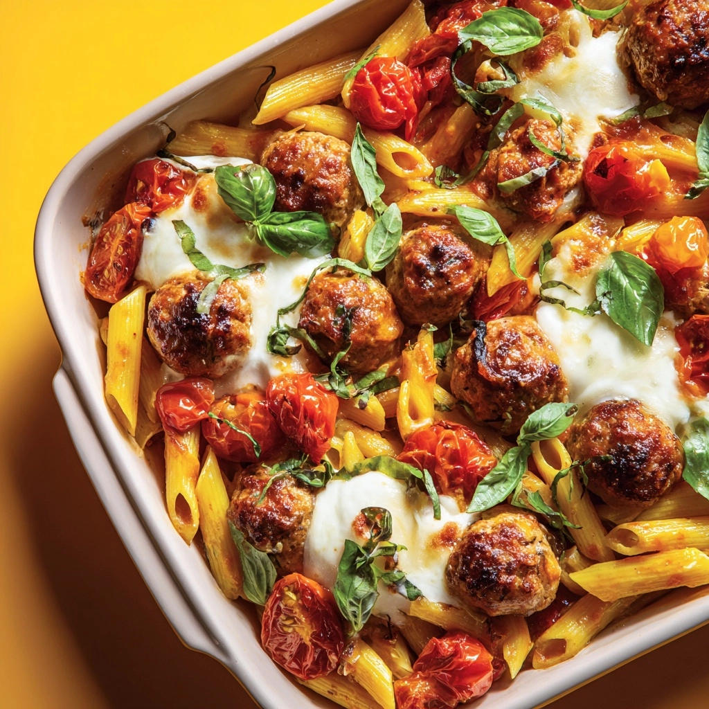 Caprese Turkey Meatball Pasta Skillet Recipe - Recipe Image
