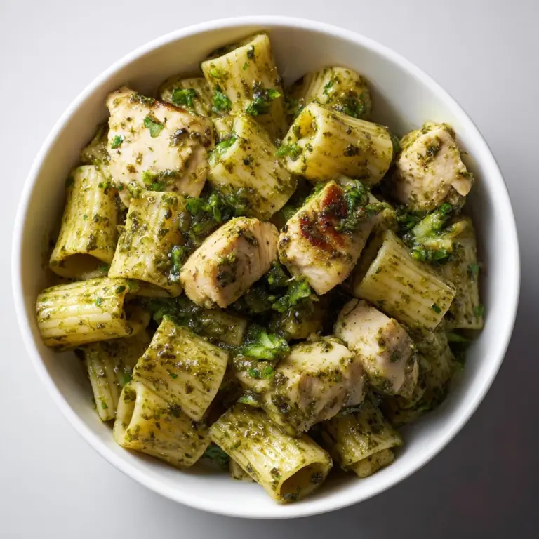 One Pan Creamy Pesto Chicken & Broccoli Pasta Recipe