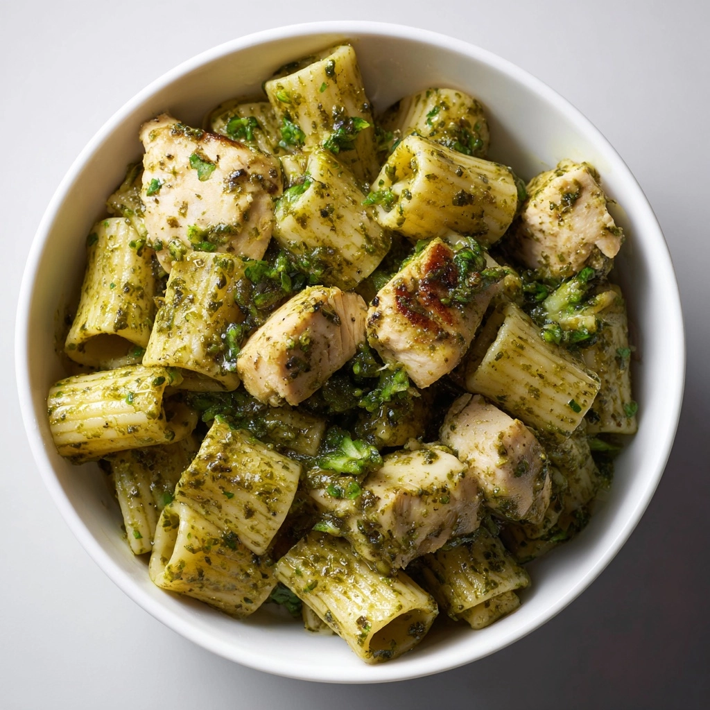 One Pan Creamy Pesto Chicken & Broccoli Pasta Recipe - Recipe Image