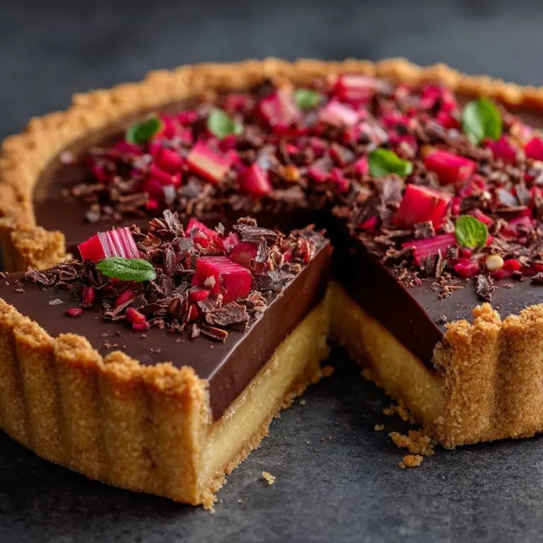 Roasted Rhubarb Chocolate Tart Recipe