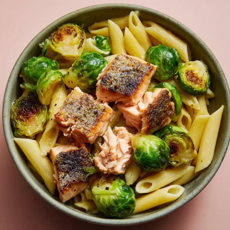 Salmon Pasta with Brussels Sprouts Recipe