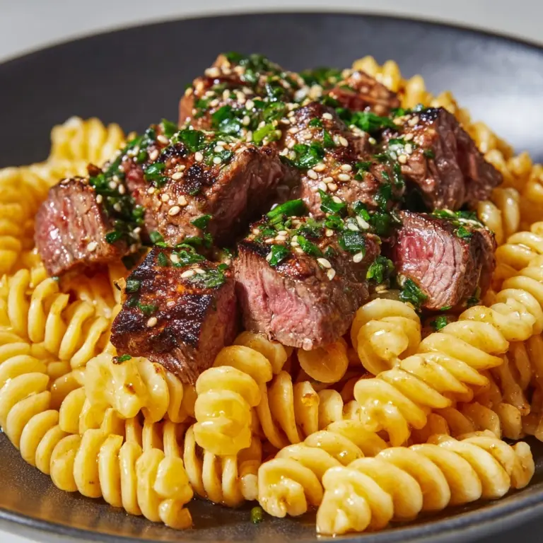 Sticky Honey Garlic Steak and Rotini Recipe