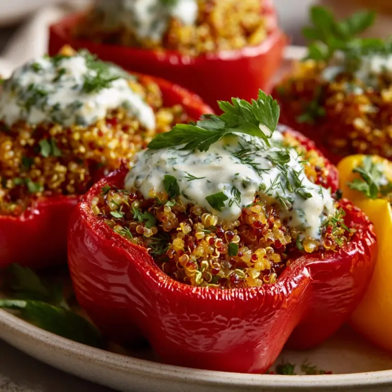 Greek Stuffed Peppers with Tzatziki Sauce Recipe