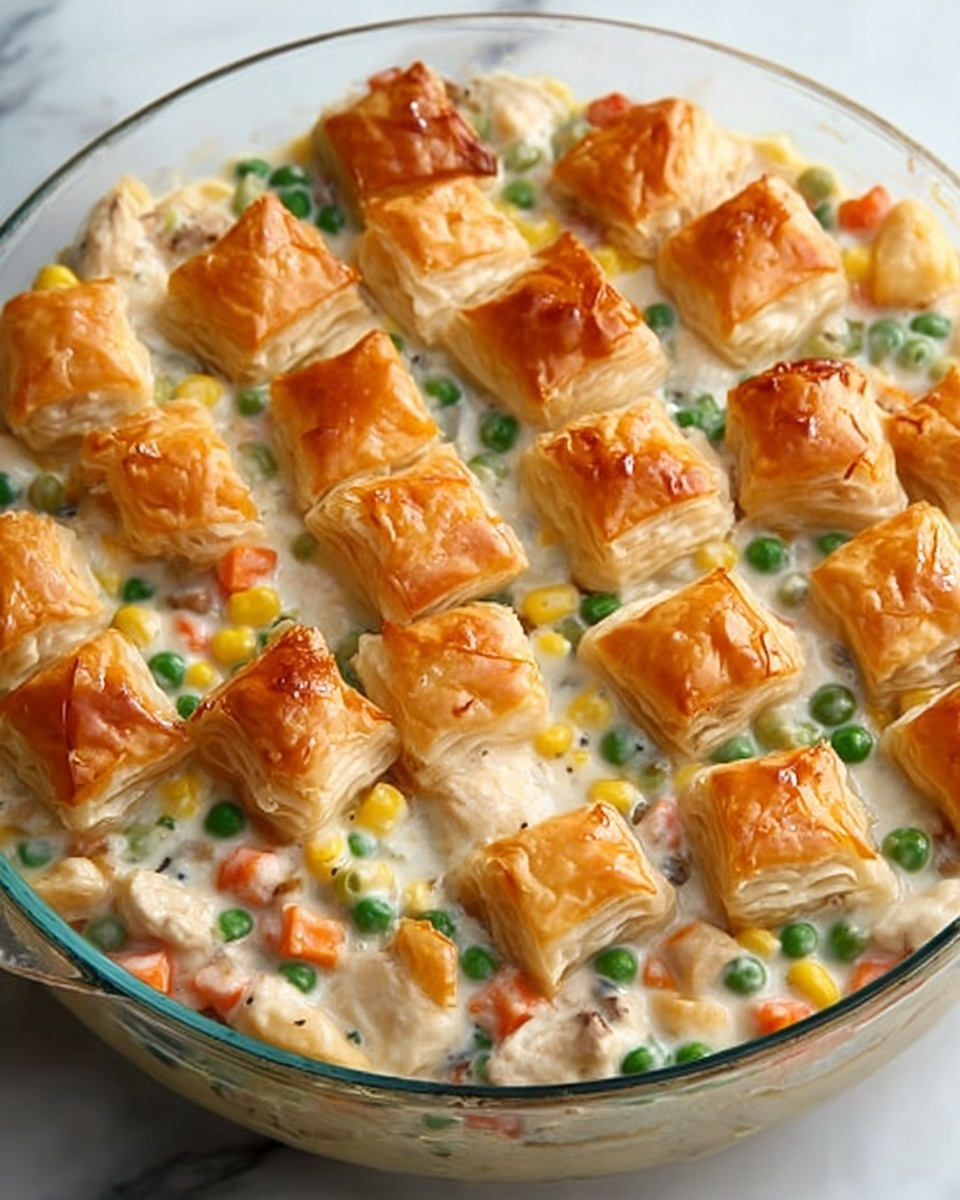 Creamy Chicken Pot Pie Bake with Puff Pastry Recipe - Recipe Image