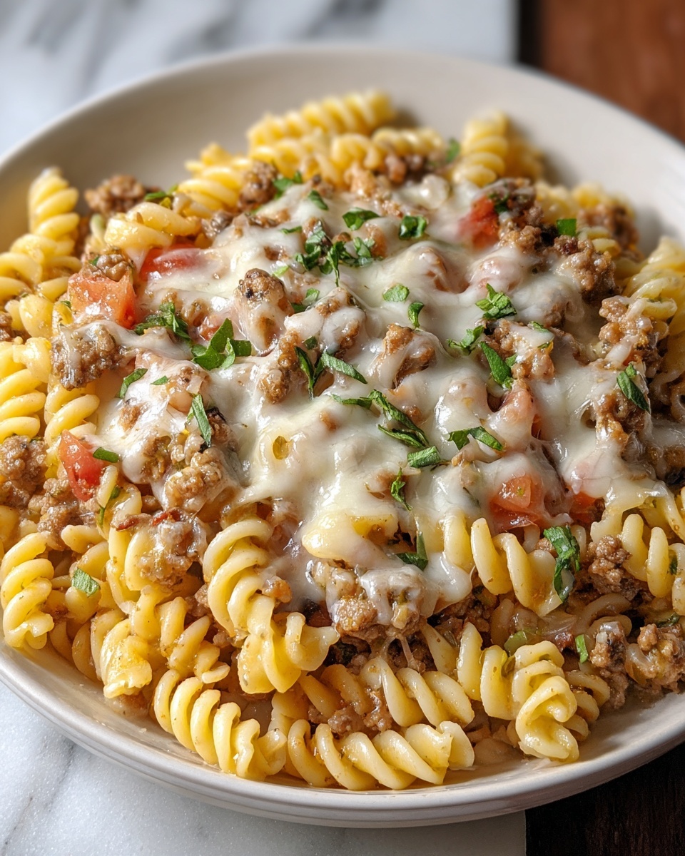 Loaded Cheeseburger Alfredo Pasta Recipe - Recipe Image
