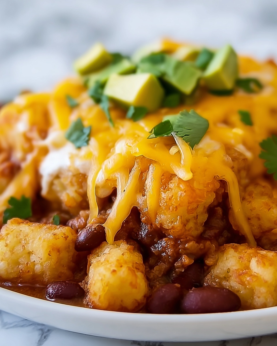 Easy Weeknight Chili Tater Tot Casserole Recipe - Recipe Image