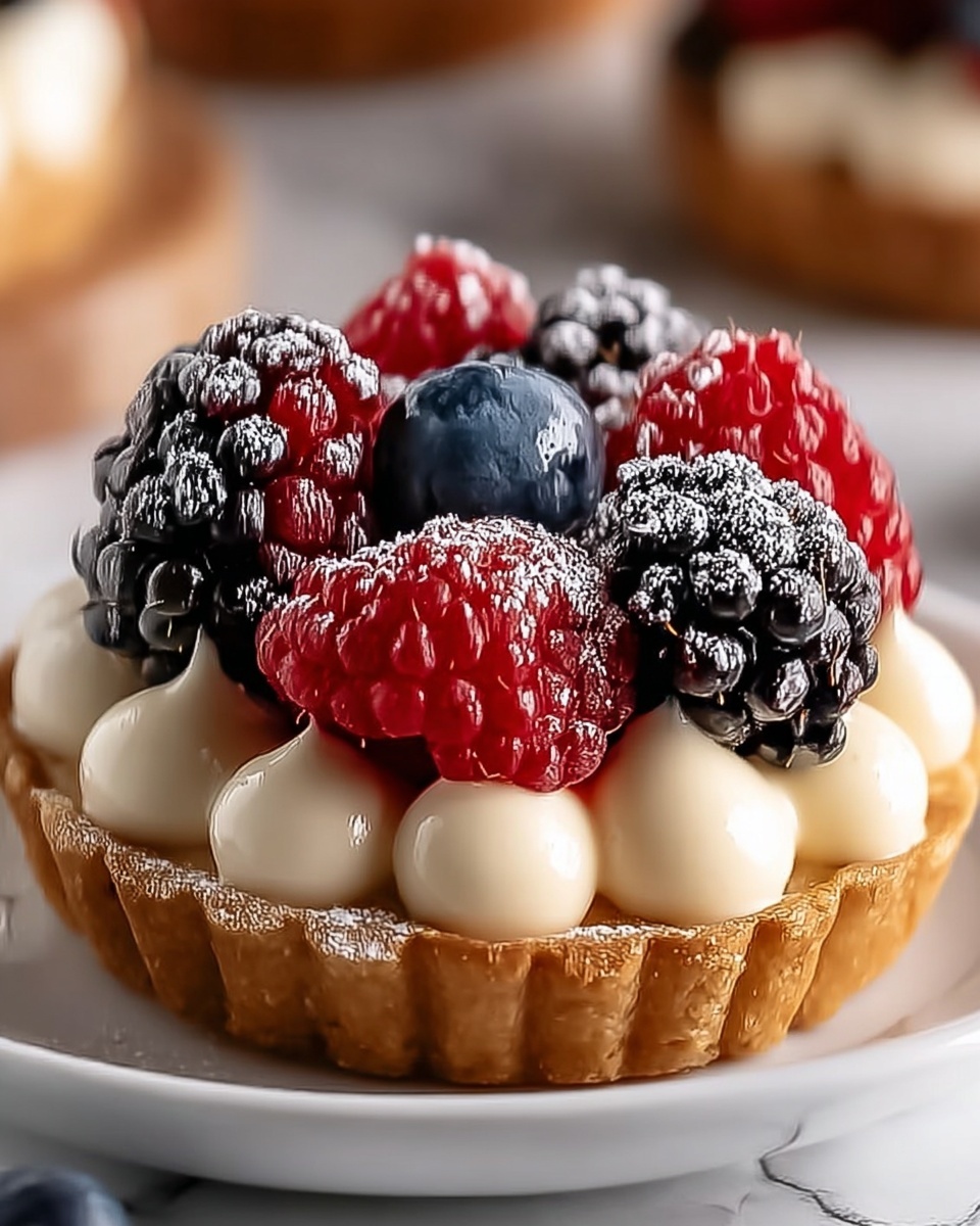 Irresistible White Chocolate Mousse Tartlets with Raspberries and Caramel Recipe - Recipe Image