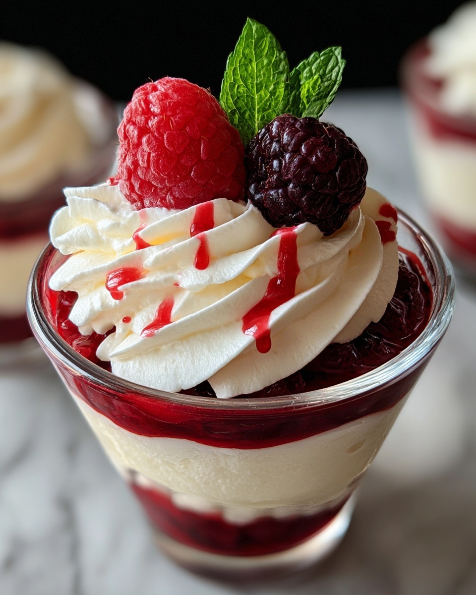 White Chocolate Cheesecake Mousse with Raspberry Compote Recipe - Recipe Image