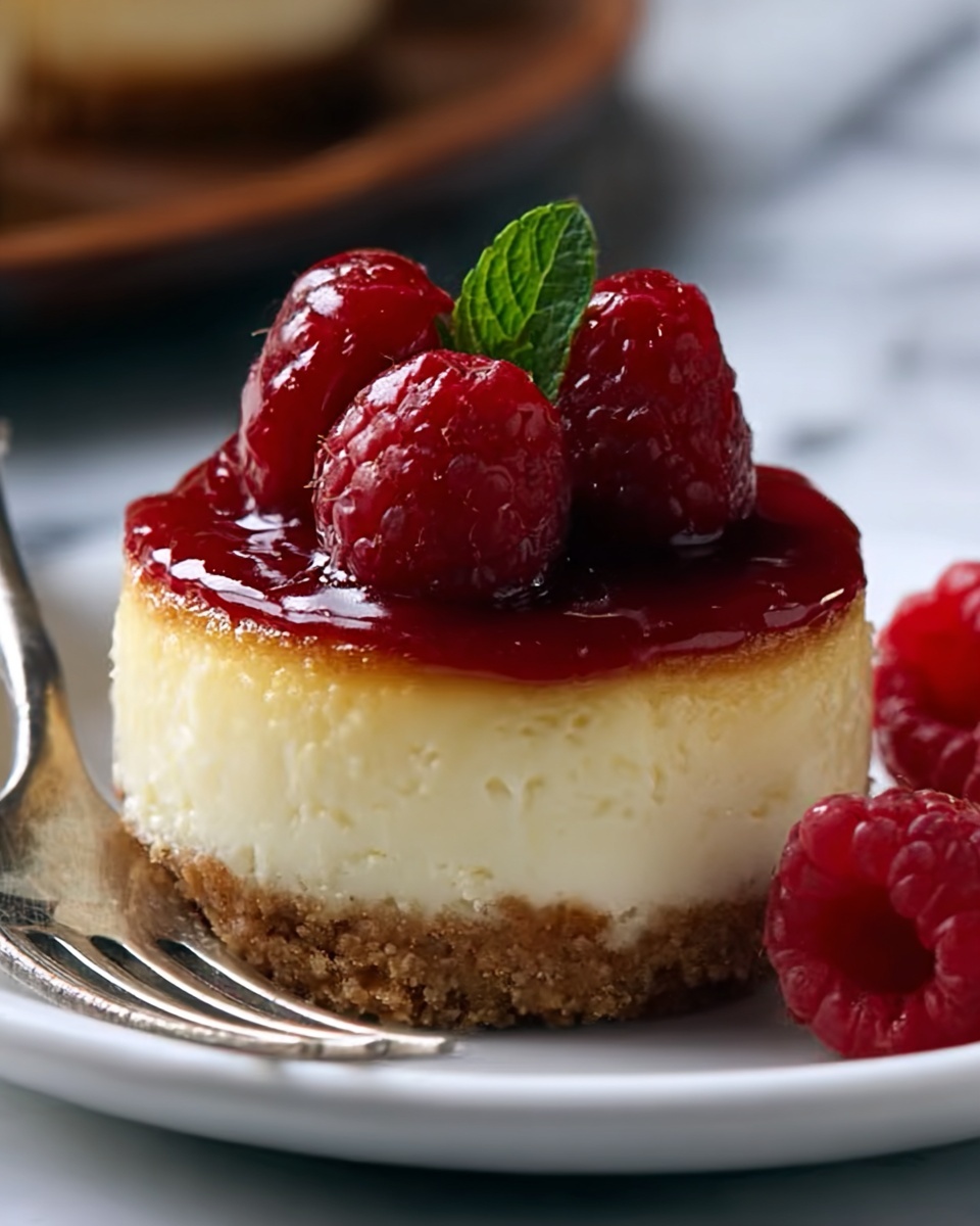 Mini Lemon Cheesecakes with Raspberry Sauce Recipe - Recipe Image
