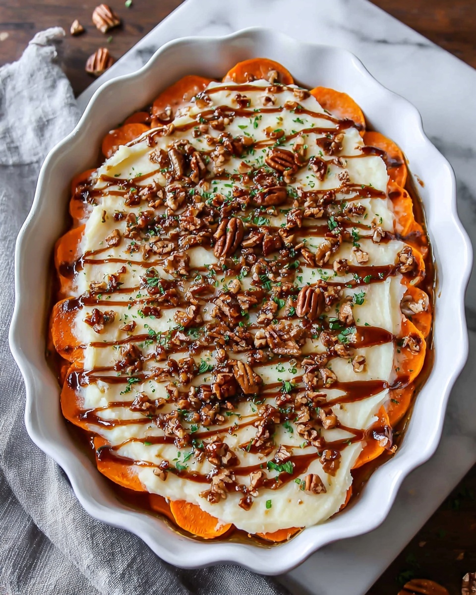Scalloped Sweet Potatoes with Cheddar, Parmesan, and Thyme Recipe - Recipe Image