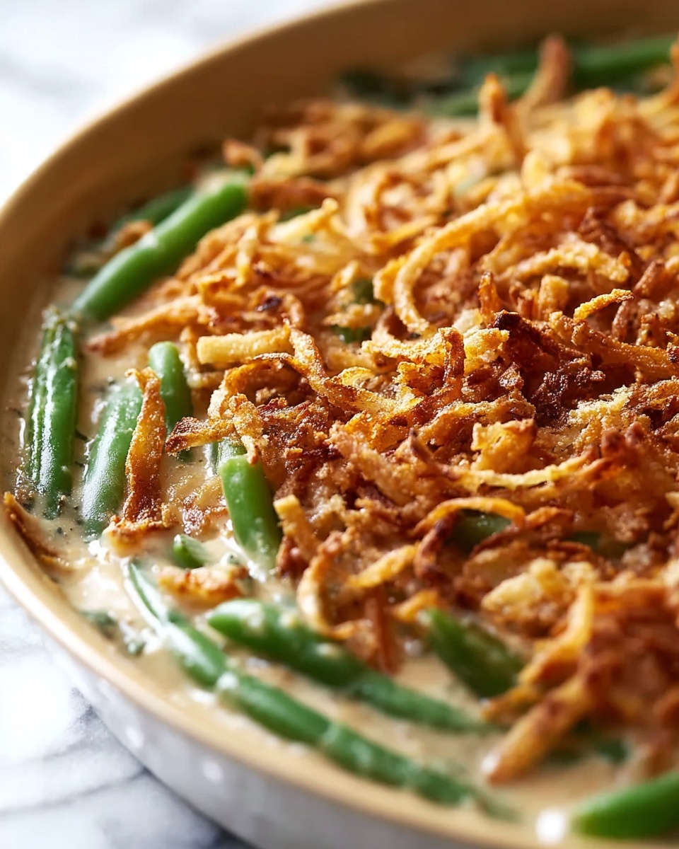 Creamy Green Bean Casserole with Crispy French-Fried Onions Recipe - Recipe Image