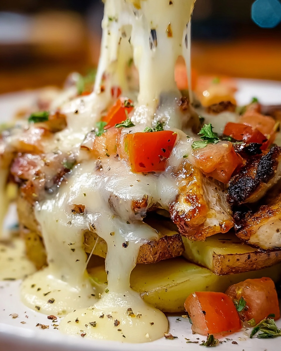 Loaded Jerk Chicken Baked Potatoes with Jerk Alfredo Sauce Recipe - Recipe Image