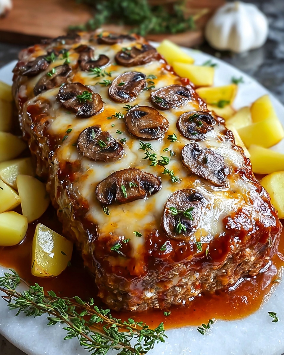 Mushroom Swiss Cheese Meatloaf Recipe - Recipe Image