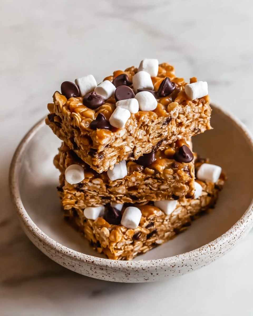 Homemade Granola Bars with Chocolate Chips and Marshmallows Recipe - Recipe Image