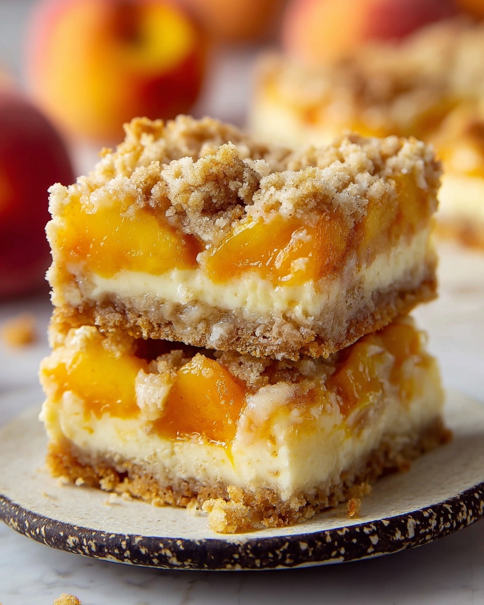 Peach Cobbler Cheesecake Bars Recipe - Recipe Image