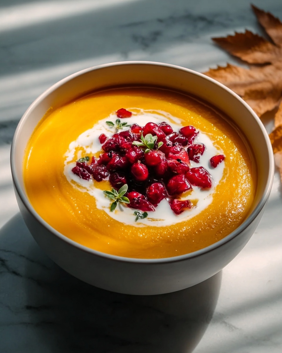 Roasted Butternut Squash Soup with Cream Cheese and Cranberries Recipe - Recipe Image