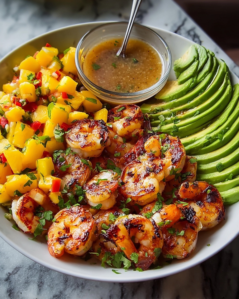 Shrimp and Avocado Bowls with Mango Salsa and Lime-Chili Sauce Recipe - Recipe Image