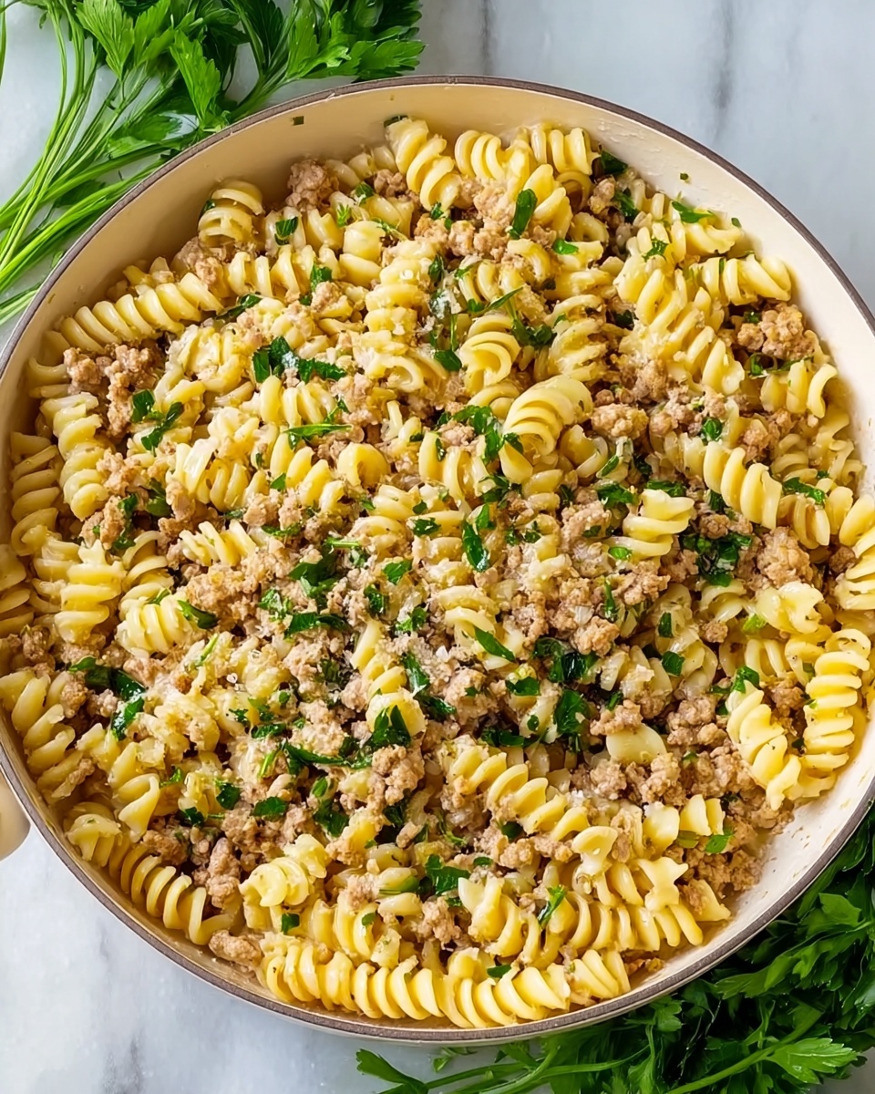 One Pot Beef and Garlic Butter Pasta Recipe - Recipe Image
