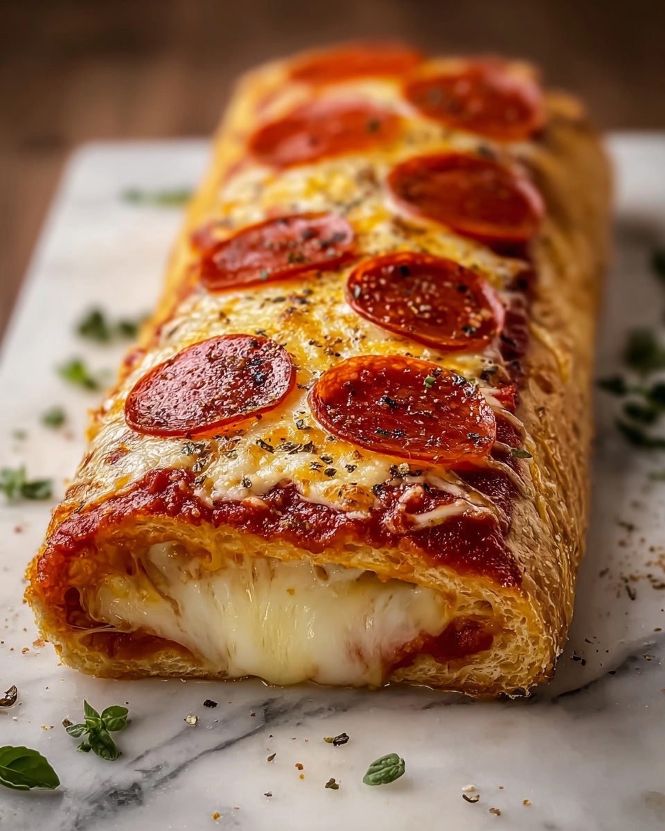 Tremendous Cheesy Pepperoni Stromboli Recipe - Recipe Image