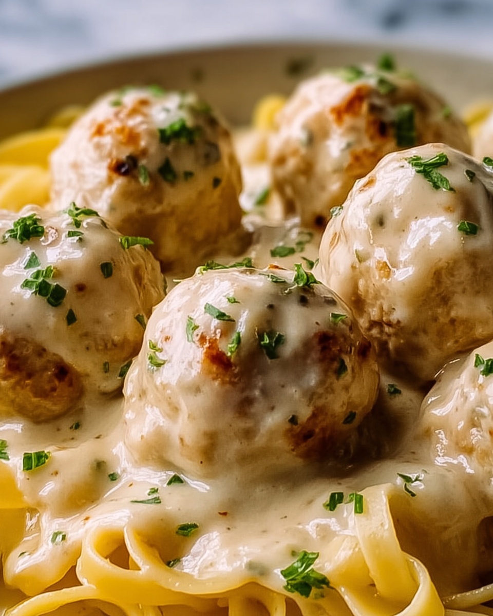 Garlic Butter Chicken Balls with Creamy Parmesan Pasta Recipe - Recipe Image