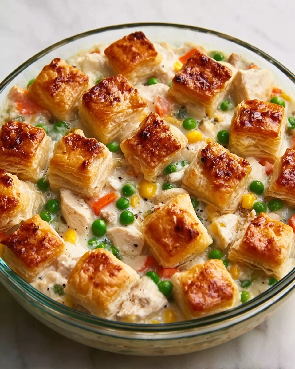 Creamy Chicken Pot Pie Bake with Puff Pastry Recipe - Recipe Image