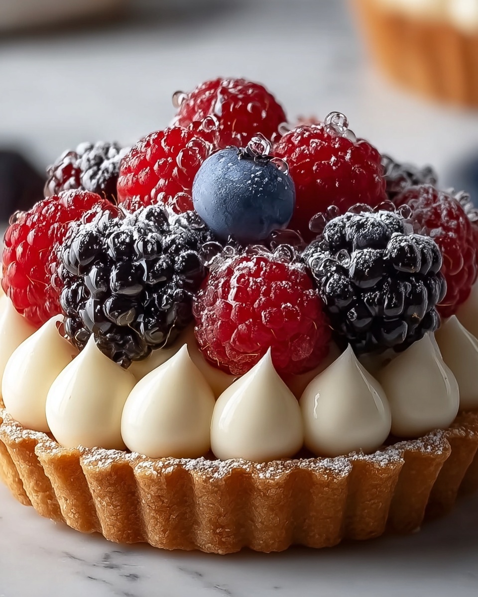 Irresistible White Chocolate Mousse Tartlets with Raspberries and Caramel Recipe - Recipe Image