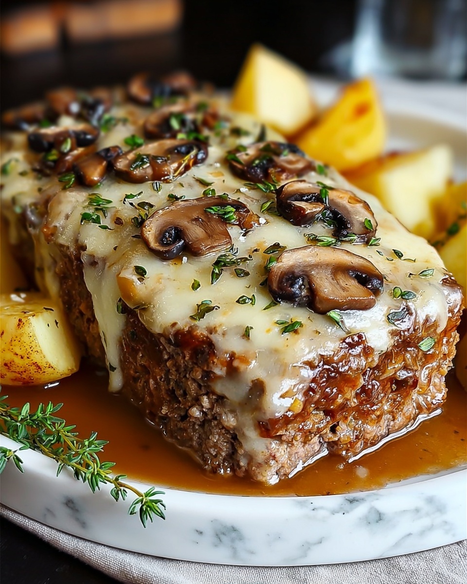 Mushroom Swiss Cheese Meatloaf Recipe - Recipe Image