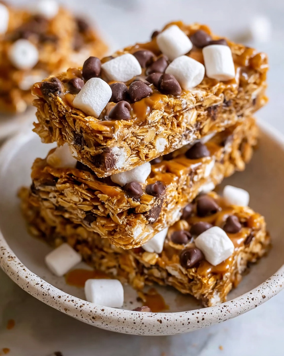 Homemade Granola Bars with Chocolate Chips and Marshmallows Recipe - Recipe Image