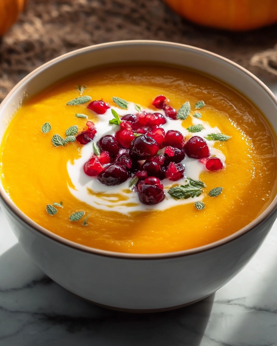 Roasted Butternut Squash Soup with Cream Cheese and Cranberries Recipe - Recipe Image