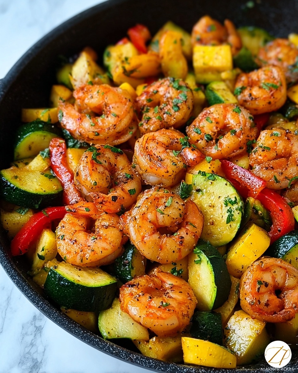 Easy Shrimp Vegetable Skillet Recipe - Recipe Image